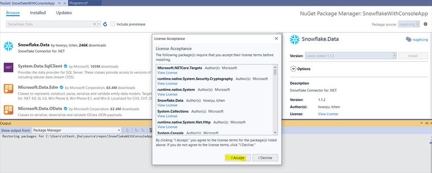 Click on accept button